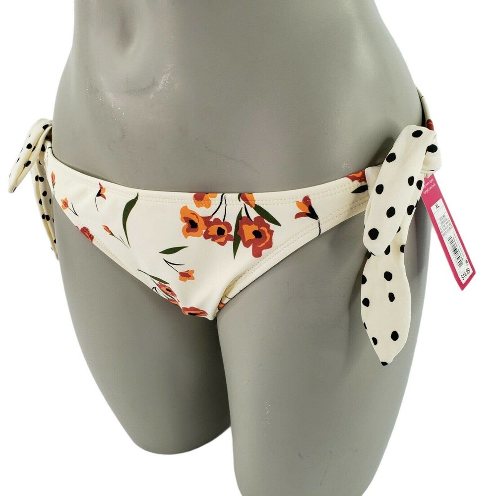 Cheeky Floral Print Bikini Bottom Juniors 15/17 Womens 12/14 Side Ties Swimwear